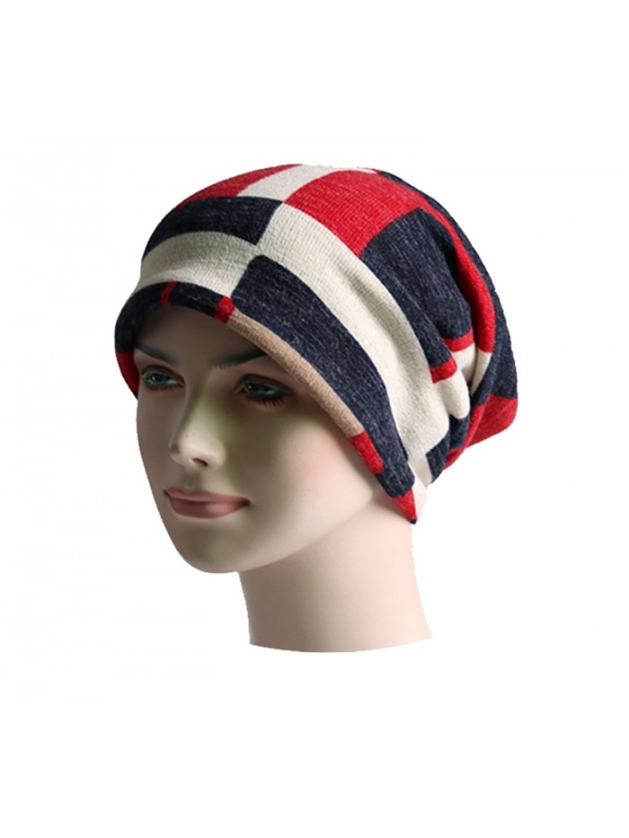 Unisex Warm Cable Knitted Messy High Bun Hat Beanie With Hole For Pony Tail Skull Cap Scarf - Red - C4189TZXQLC