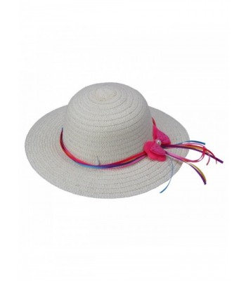 YueLian Girls Wide Brim Sun Hats Summer Holiday Beach - White - CW11MNFKN3L