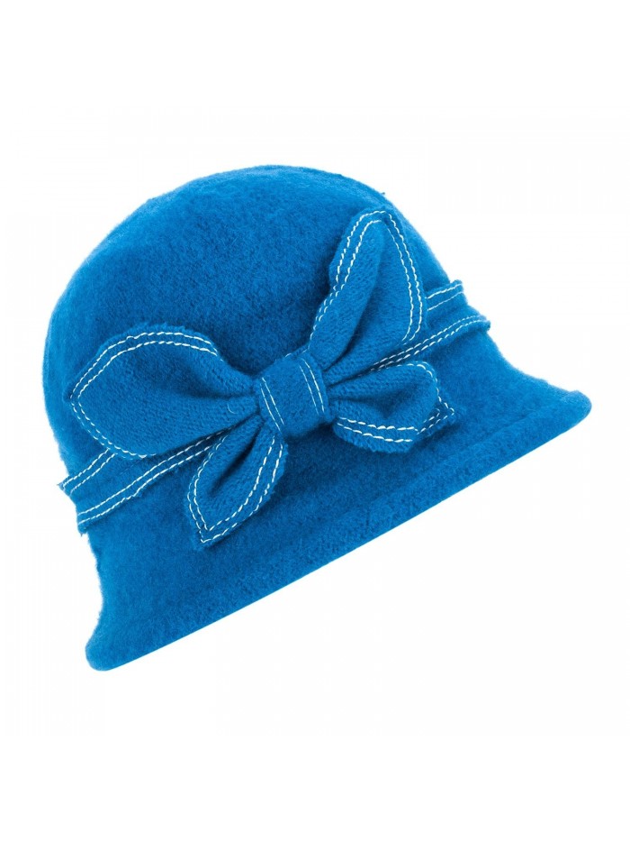 Lawliet 1920s Gatsby Womens Wool Warm Beanie Bow Hat Cap Crushable A286 - Teal - C71262CVPPF