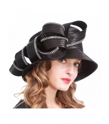 VECRY Womens Tea Party Church Baptism Kentucky Derby Dressy Hat - Rhinestone-black - CR18C3HZ3ZG