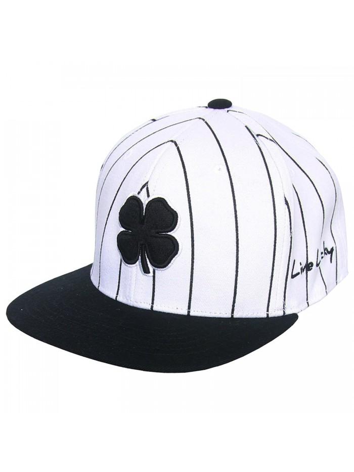 Black Clover Lucky Stripe Flat Bill Fitted Golf Hat- Brand New - White/Black - CS12KUFOWBJ