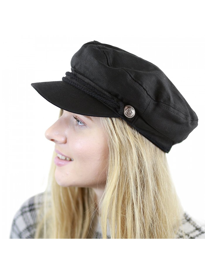 THE HAT DEPOT Black Horn Unisex Cotton Greek Fisherman's Sailor Fiddler Hat Cap - Black - C5187LRXRZK