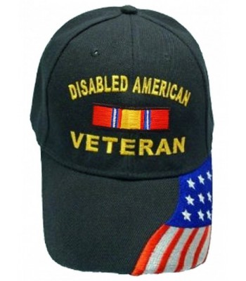 Disabled American Veteran BLACK Baseball Cap Military DAV Hat American Flag - CG11IFXQWOJ