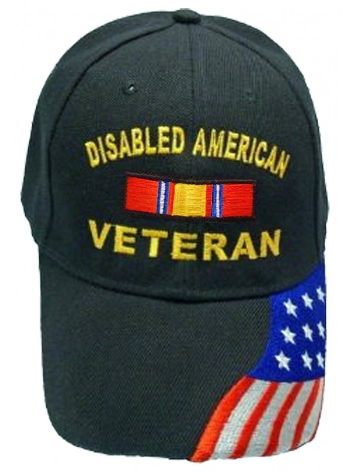 Disabled American Veteran BLACK Baseball Cap Military DAV Hat American Flag - CG11IFXQWOJ