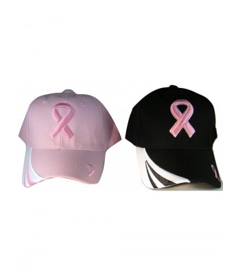 Set Of 2 ~ HIS N HERS ~ Pink Ribbon Breast Cancer Awareness Caps / Hats - CN11PKSY019