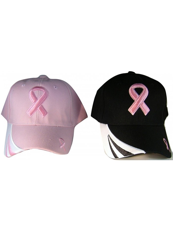 Set Of 2 ~ HIS N HERS ~ Pink Ribbon Breast Cancer Awareness Caps / Hats - CN11PKSY019