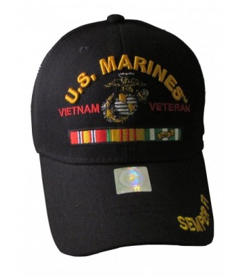 U.S. Marines Vietnam Veteran Adjustable Baseball Cap - Black - CZ11XSCF0IV