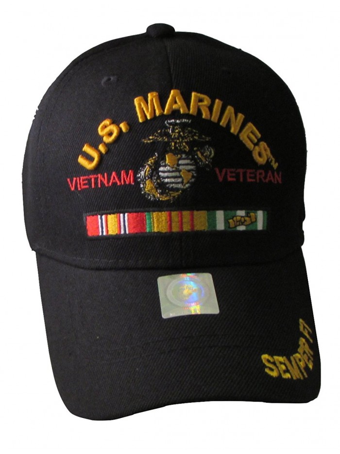 U.S. Marines Vietnam Veteran Adjustable Baseball Cap - Black - CZ11XSCF0IV