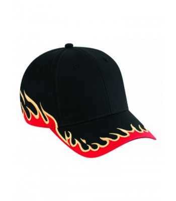 Otto Caps Flame Pattern Cotton Twill Low Profile Pro Style Caps - Black/Red/Gold - C111U5JXB2R