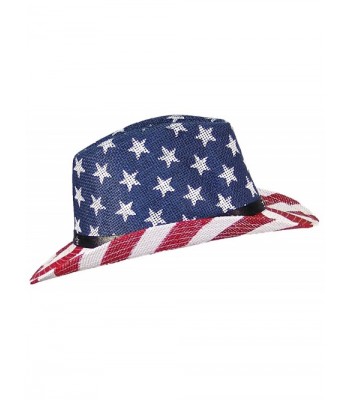 Tropic Hats Womens Cowgirl American/Americana W/Stars & Buckle Band (One Size) - Red/White/Blue - CP17YUUK2YW