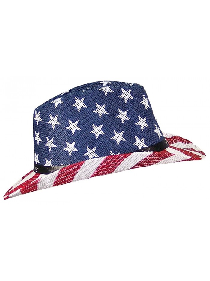 Tropic Hats Womens Cowgirl American/Americana W/Stars & Buckle Band (One Size) - Red/White/Blue - CP17YUUK2YW