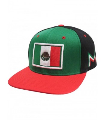 Mexico Flag Embroidered Flat Bill Snapback (Black/Green) - C811LW5S9HP
