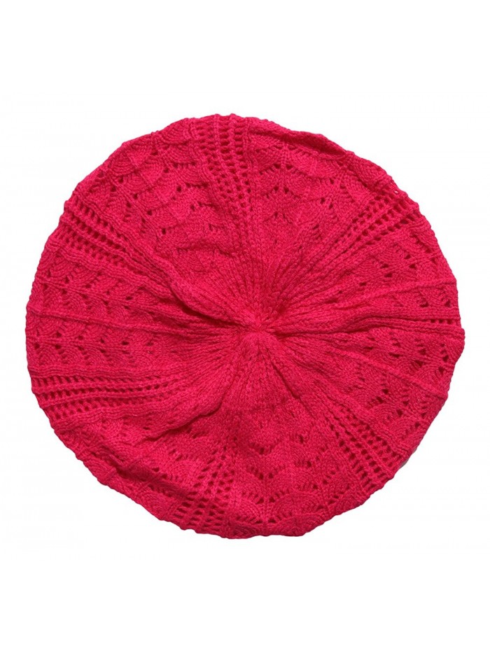 Hip Slouchy Lightweight Knitted Beanie - Hot Pink - CQ11JDQ3MFT