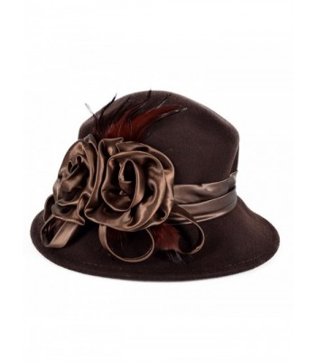 Womens Elegant Cloche Bucket Floral Brown