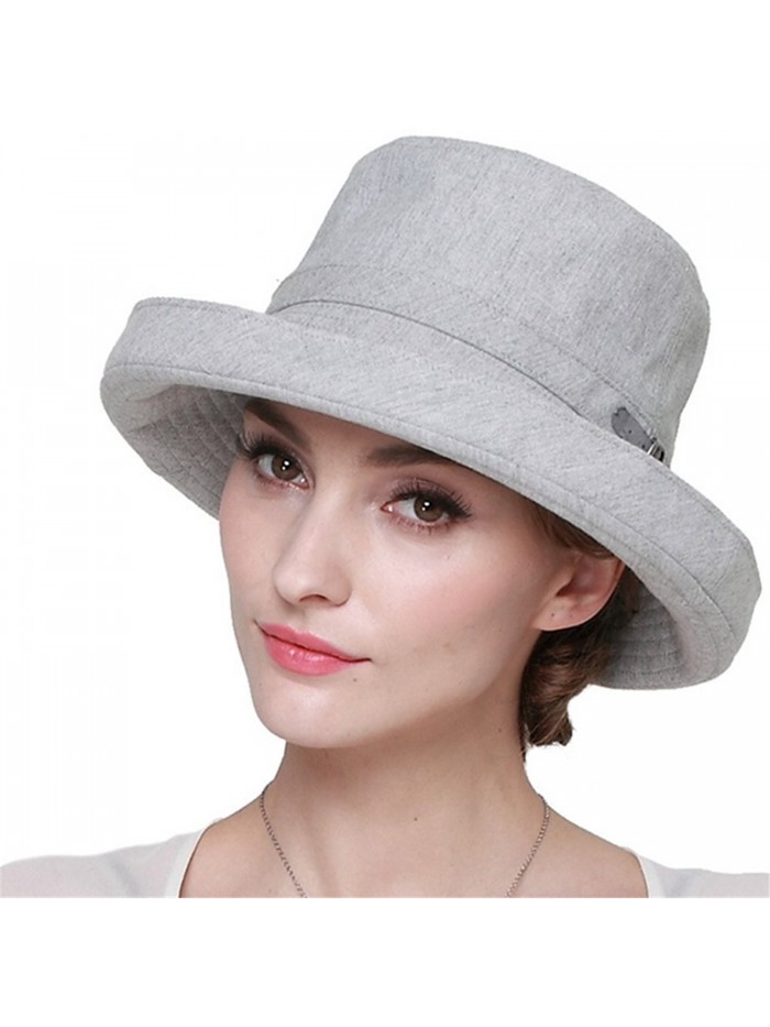 LITHER Women's Sun Protective Cotton Bucket Hat for Summer Beach Hat - Grey - CS17YYG04IL