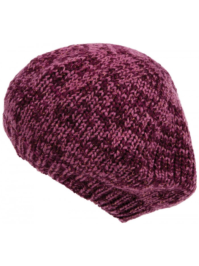 Nirvanna Designs Lurex Beret Hat with Fleece- Pink/Gold - CU11H5W2I1R