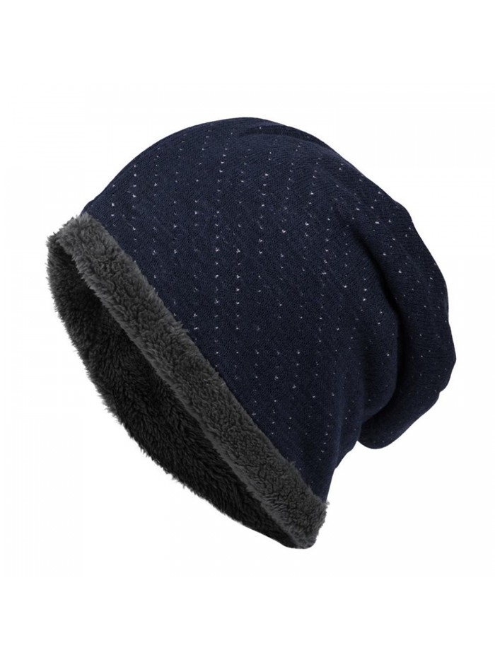 Tuscom Outdoors Winter Knit Velvet Ski Hat Braided Headdress Cap(29&times23CM) - Navy - C712NE2ZDE3