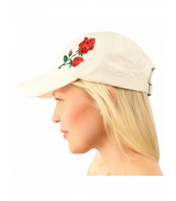 Cotton Rose Floral Embroidery Low Profile Baseball Sun Visor Cap Dad Hat - White - CY17YX6D66X