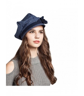 Km Women Autumn and Winter Fashion Hat Peak Cap School Cap Octagonal Cap Baret Hat - Blue - CP125HPEBBD