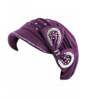 200H2700pk Beanie Ribbon Rhinestone Purple