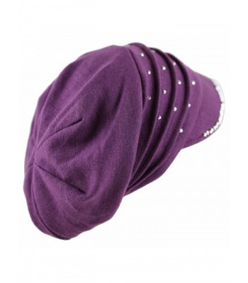 200H2700pk Beanie Ribbon Rhinestone Purple in Women's Skullies & Beanies