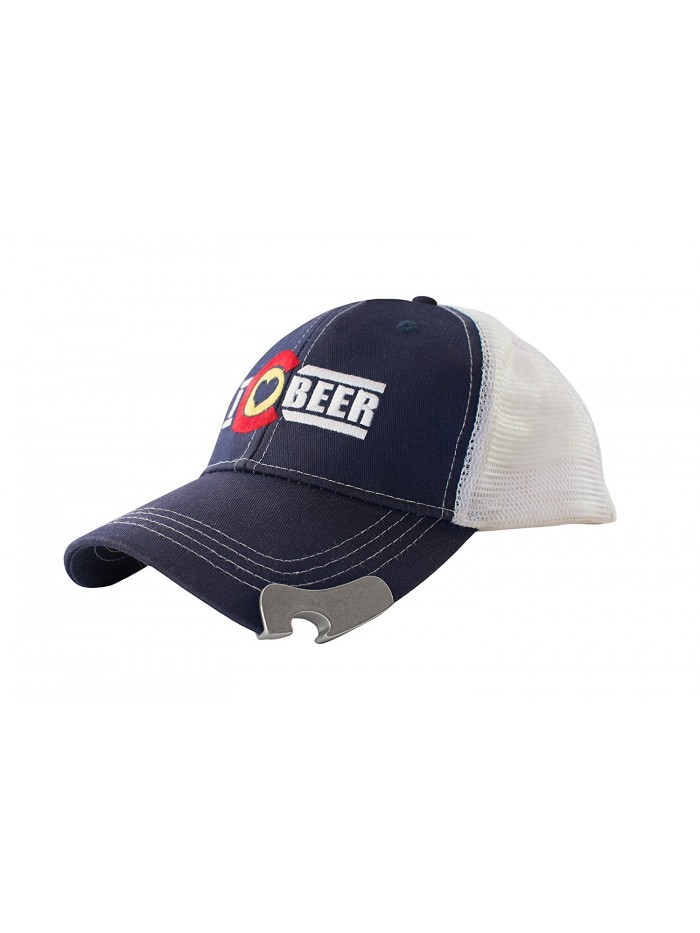 I Love Colorado Beer Trucker Hat with Bottle Opener - Blue - CC120WPX05V