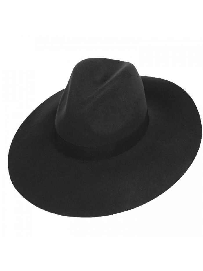 Big Brim Wool Felt Fedora - Black - C2129SN343V