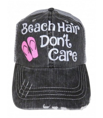 White and Pink Glitter "Beach Hair Don't Care" Grey Trucker Baseball Cap - CN12II9FD3F