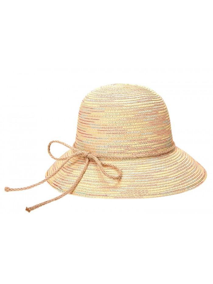Dosoni Women Straw Sun Visor Floppy Fold Swimming Beach Bohemia Sun Hat for Travel Beach - Beige - CL17YKXLAU9