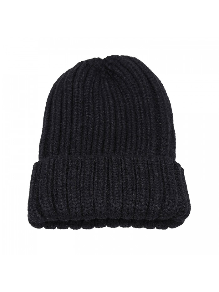TINTAO Winter Thick Knitted Beanie Hat Soft Warm Twist Cap B-26 - Black - CA186SW4YA0