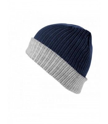 Result Winter Essentials Double Layer Knitted Hat - Navy/Gray - CM12N2WI3CA