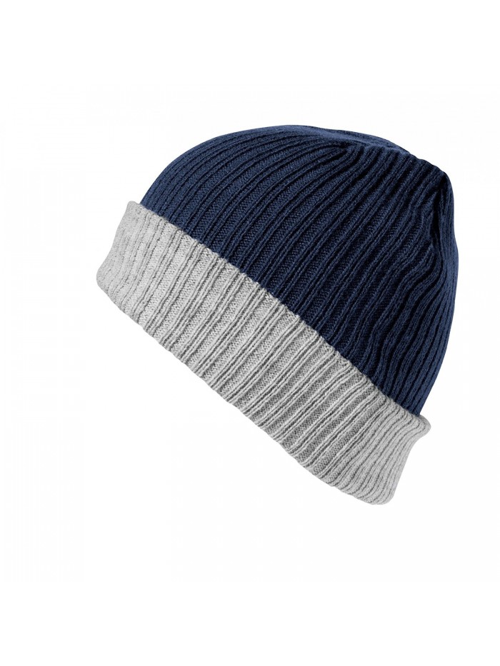 Result Winter Essentials Double Layer Knitted Hat - Navy/Gray - CM12N2WI3CA