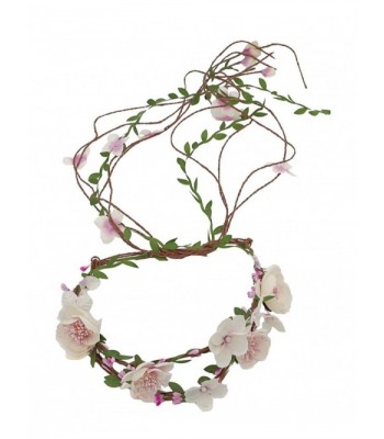 Floral Fall Adjustable Bridal Flower Garland Headband Flower Crown Hair Wreath Halo F-83 - Ivory - C9186LO8DDQ