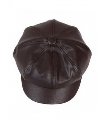 Bigood Women Fashion PU Leather Solid Ascot Ivy Newsboy Cap Berets Dark Brown - CU125BCKRUB