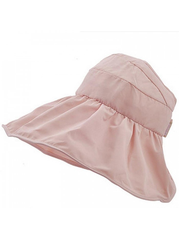 Voberry Women's Folding Large Brim Beach Sun Hat Hat Visors Outdoor - Pink - C412IU070X3