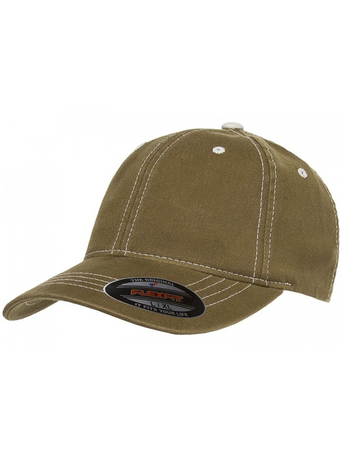 Premium Original Flexfit Contrasting Stitch Blank Baseball Hat Cap Fitted 6386 - Loden/ Stone - C4118BLNWG1