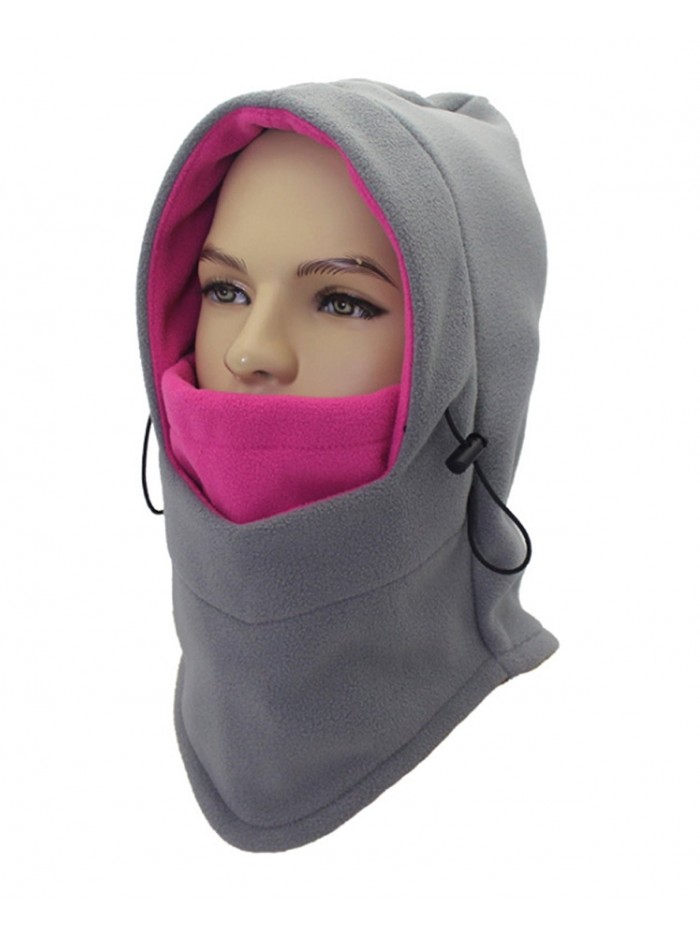 ZZLAY Balaclavas Hat Double Layers Thicken Caps Winter Warm Fleece Ski Face Mask - gray&red - C4185SZOI0H