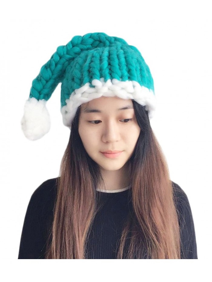 Elezay Christmas Warm Chunky Slouchy Knit Beanie Santa Hat - Green - C6187MA648Y