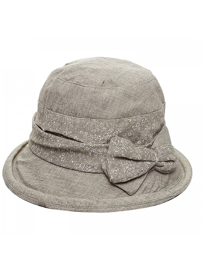 Pop Your Dream Fashion Mom Grandma Sunhat with Removable Cotton Flower Bucket Hats with Roll Up Wide Brim - Khaki - CE17YGAL432