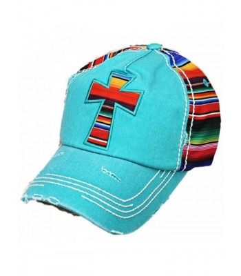 SW Adjustable Aztec Chevron Serape Multi Color Cross Womens Ladies Hat Cap Jp - Turquoise Blue - CO12NESFX95