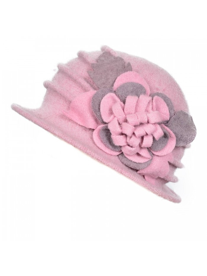 FORBUSITE Cute Women Trimmed Wool Cloche Dress Winter Hat Pink - C811PLPKSA7