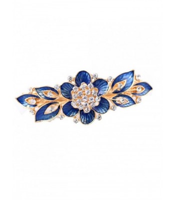 YAZILIND Gold Plated Bridal Hair Accessory Shinning Hair Barrette for Women Clips Hair Hairpins-Blue - CB183QUHKE0