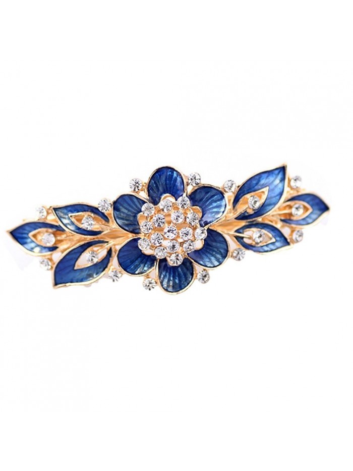 YAZILIND Gold Plated Bridal Hair Accessory Shinning Hair Barrette for Women Clips Hair Hairpins-Blue - CB183QUHKE0