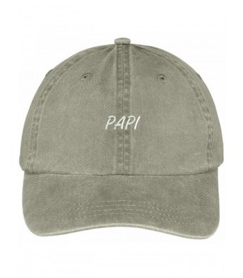 Trendy Apparel Shop Papi Embroidered Washed Cotton Baseball Cap - Khaki - CE12KIJAGAV