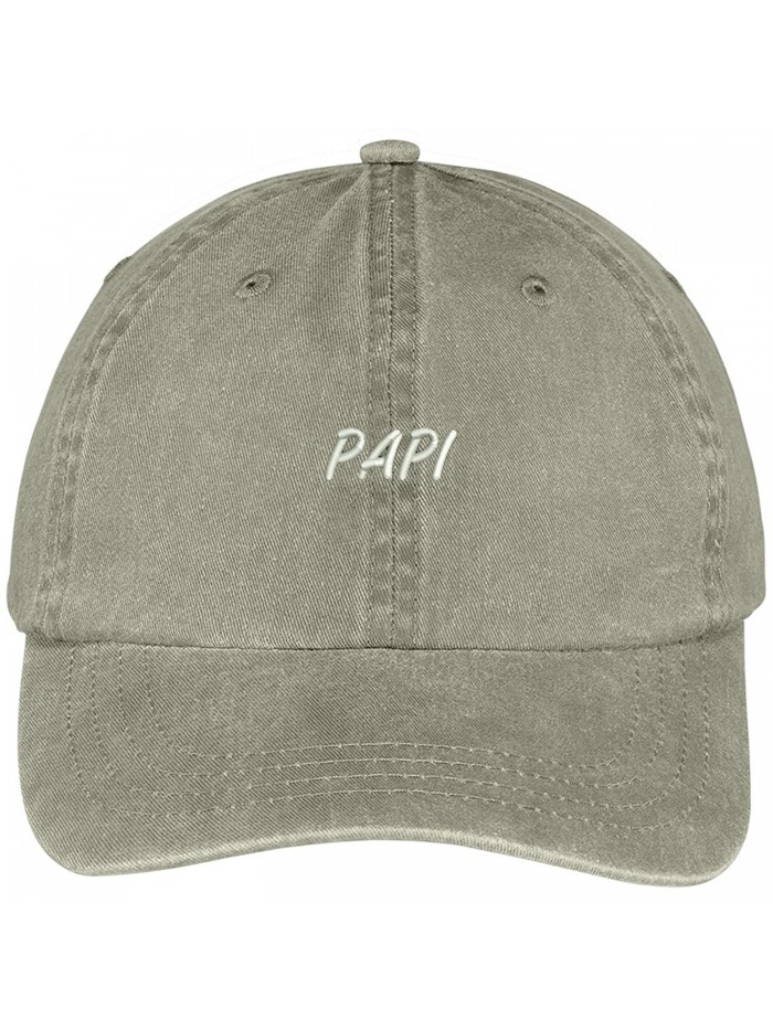 Trendy Apparel Shop Papi Embroidered Washed Cotton Baseball Cap - Khaki - CE12KIJAGAV