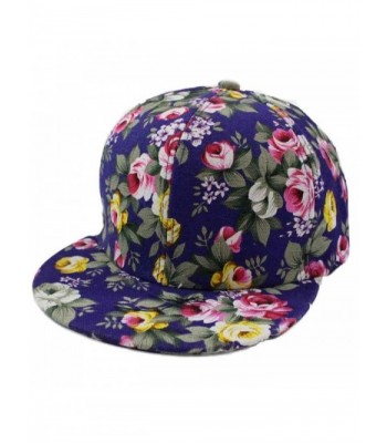 WILLTOO Rose Flower Hip-Hop Baseball Cap Flat Snapback Hat - Blue - CF12HQHO2YV