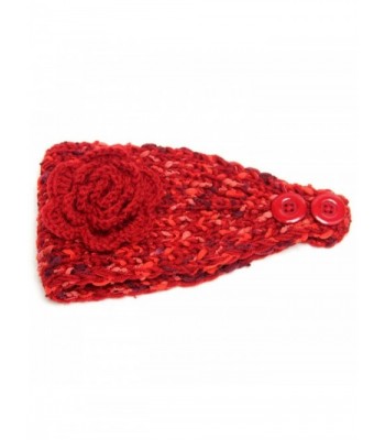 DZT1968 Women's Girl's Wide Flower Knit Turban Headband Head Wrap Hairband Cap - Red - CC128KA1E25