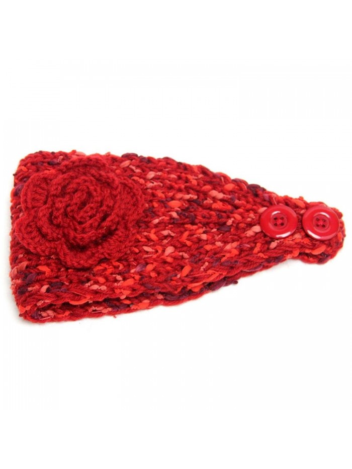 DZT1968 Women's Girl's Wide Flower Knit Turban Headband Head Wrap Hairband Cap - Red - CC128KA1E25