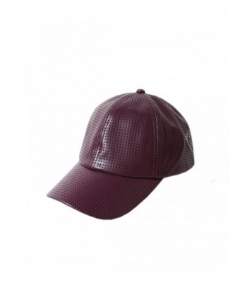 D&Y Women's Perferated Pleather Baseball Cap - Wine - CO12FH5EK19