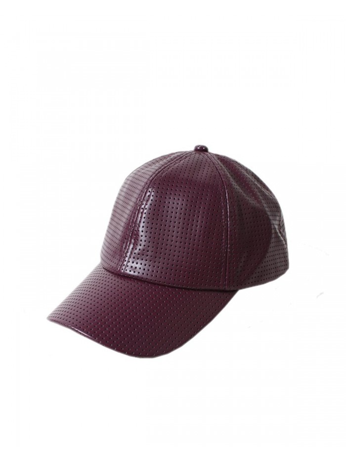 D&Y Women's Perferated Pleather Baseball Cap - Wine - CO12FH5EK19